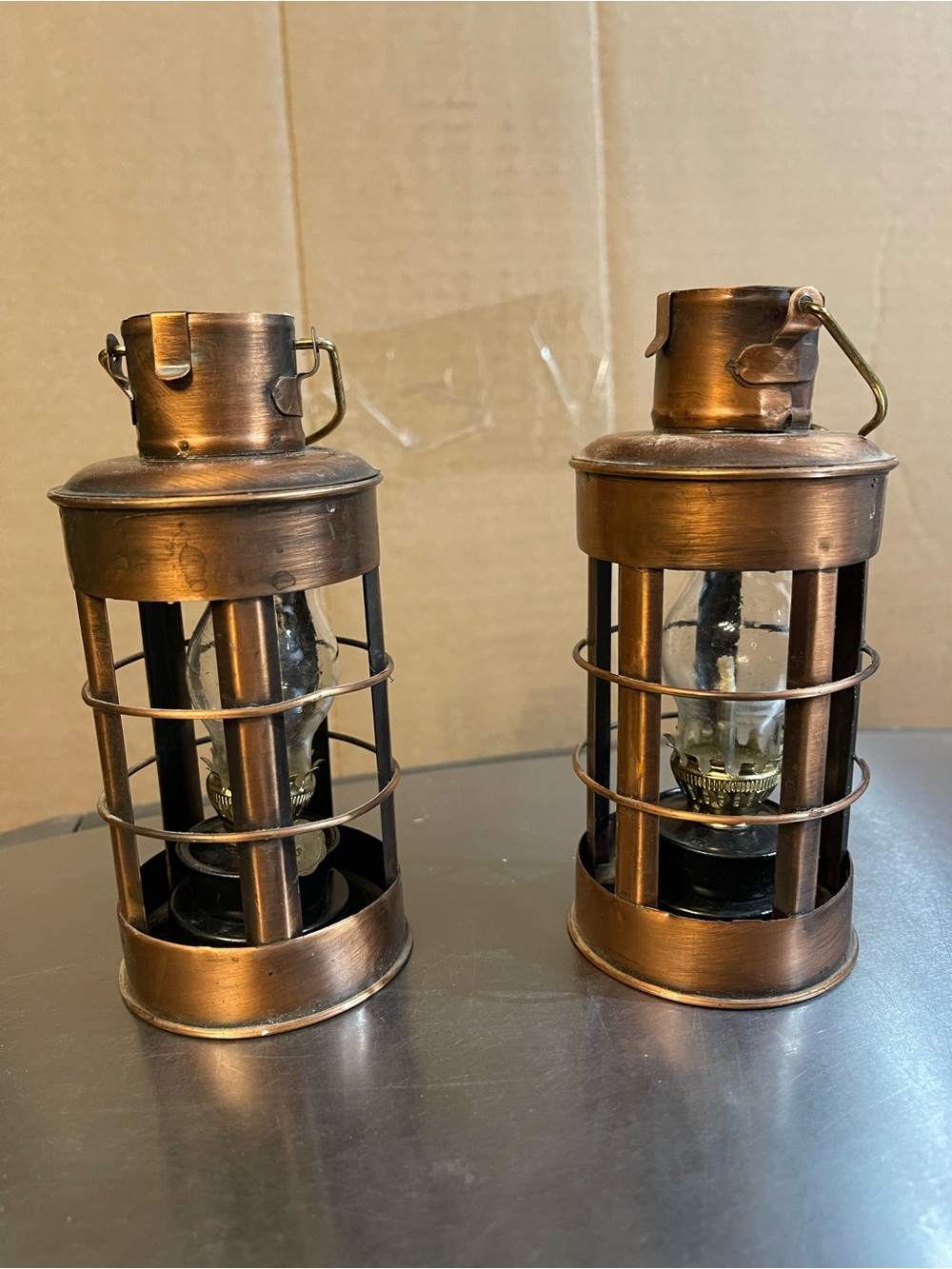 Copper Finish Decorative Lantern Pair - Home Accents
